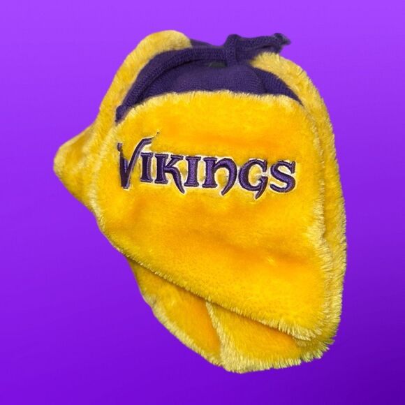 New Era MN Vikings NFL Football Knit Ear Flap Tassel Hat Beanie Pom - Picture 5 of 5